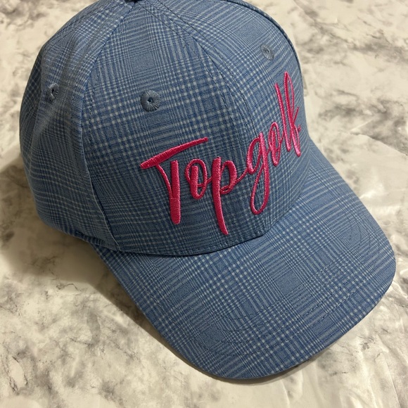 Top Golf Light Blue Preppy Plaid Sporty Athletic Graphic Golf Cap Hat NWoT  H - Picture 2 of 9